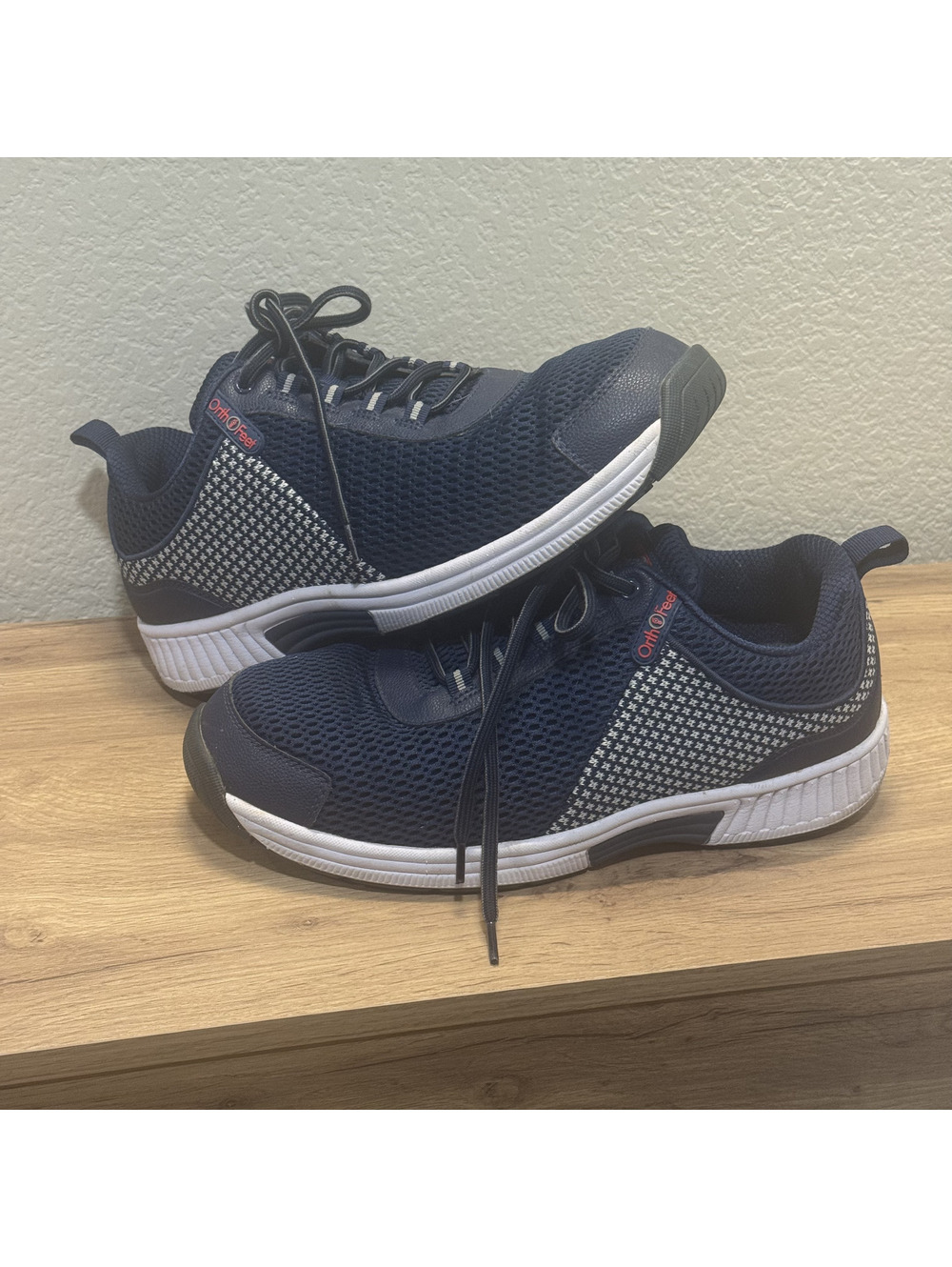 Orthofeet Navy Walking Sneakers Men's 10 4E Wide
